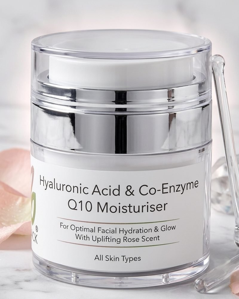 Hyaluronic Acid and Co-Enzyme Q10 Moisturiser jar